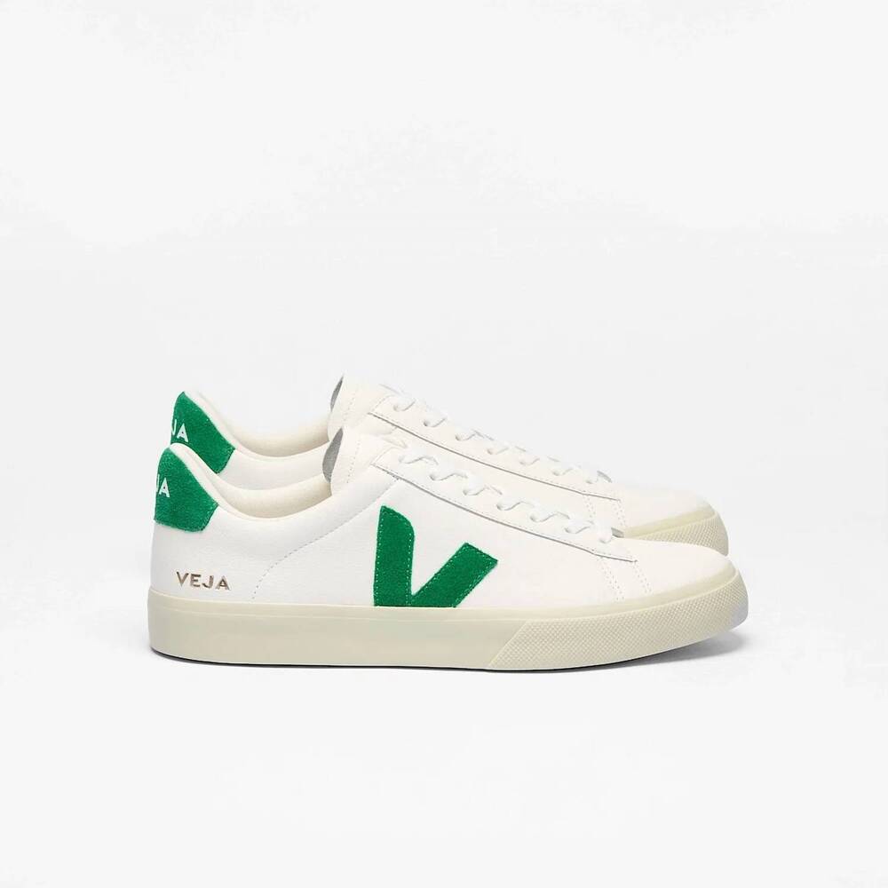 NEW VEJA women's campo sneaker in white leather emeraude